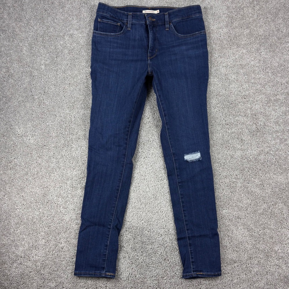 Levis 311 Shaping Skinny Jeans Womens 30 Dark Wash Blue Distressed Denim